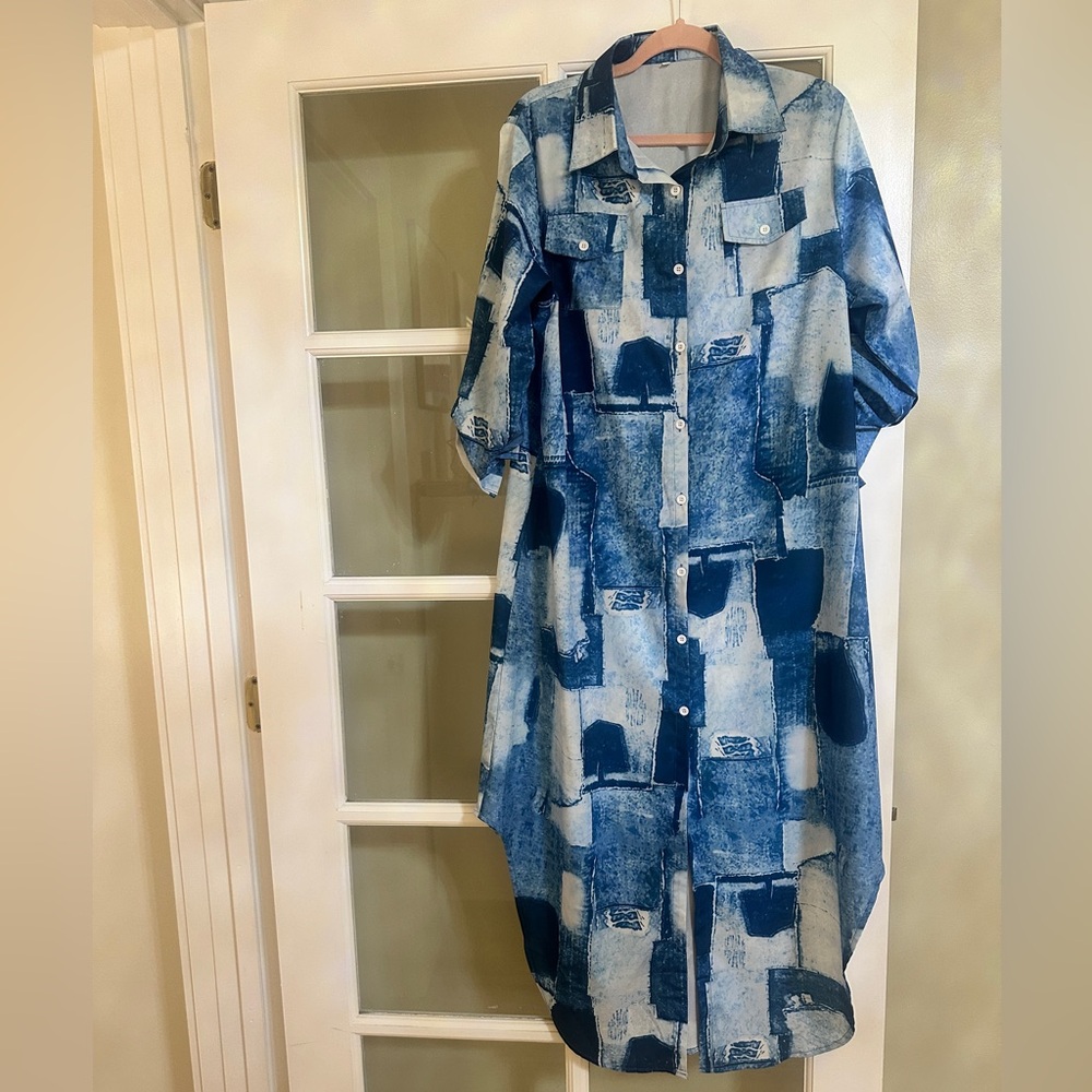Boutique Blue Tie-Dye Duster/Dress